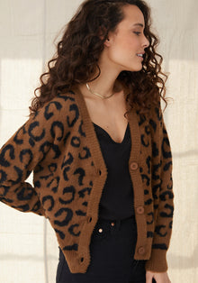 Sweater Cardigan - Golden Topaz Animal Print