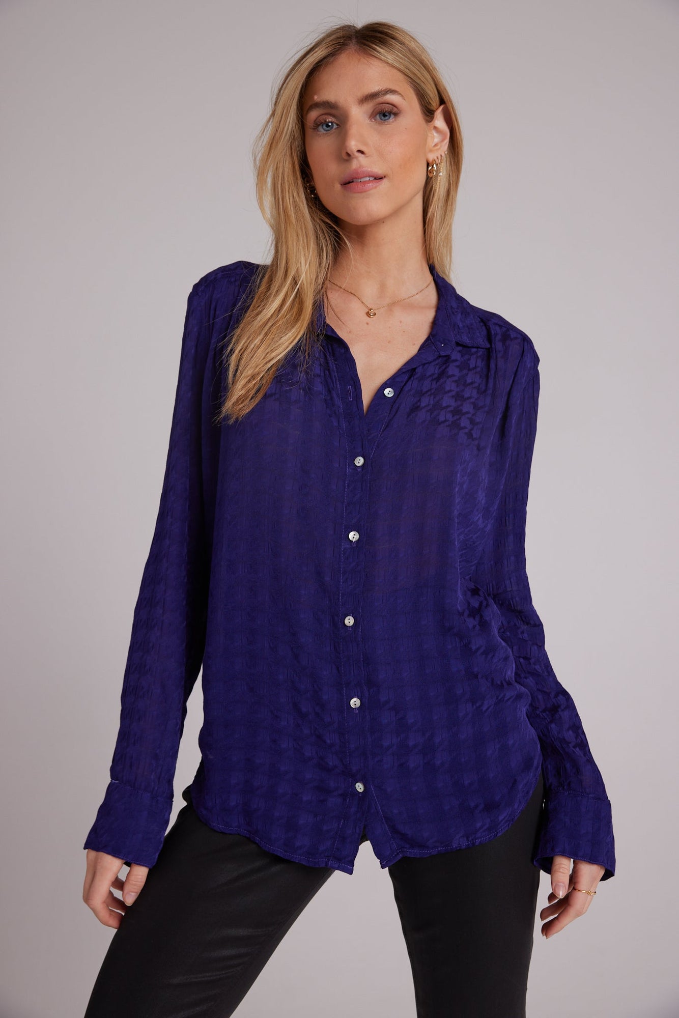 Flowy Button Down - Blue Alligator Dye