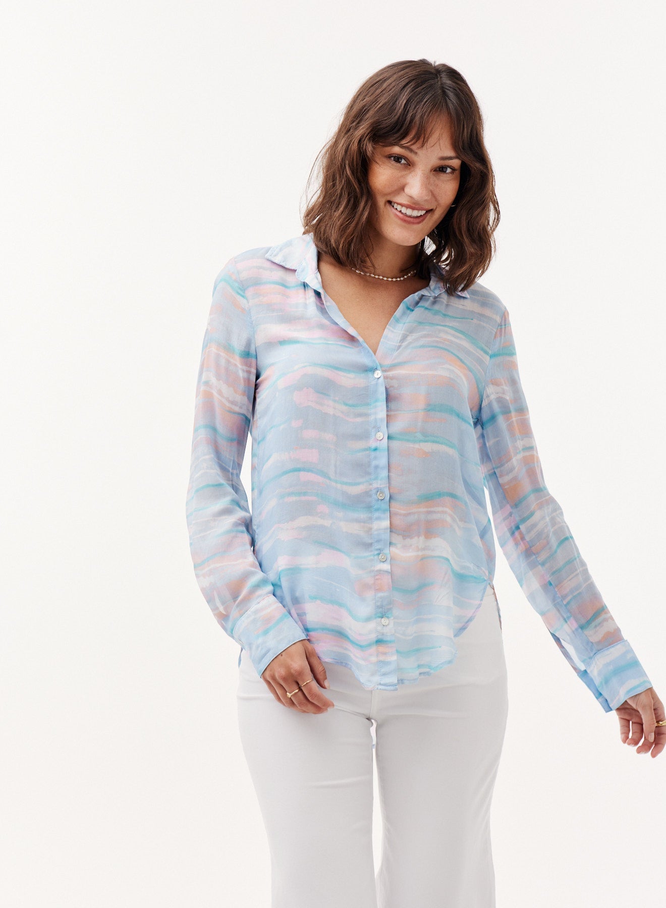 Flowy Button Down | Milos Stripe Print