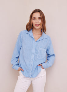 Dart Front Pocket Button Down | Bayside Blue