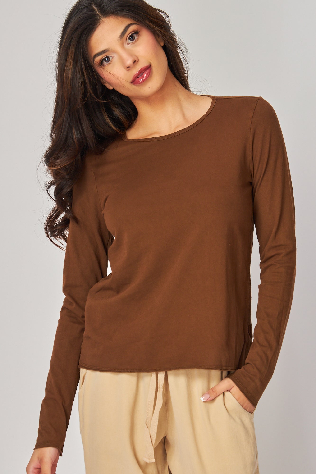 Long Sleeve Crew Neck Tee - Golden Topaz