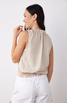 Sleeveless Ruffle Edge Pullover | Cool Sand