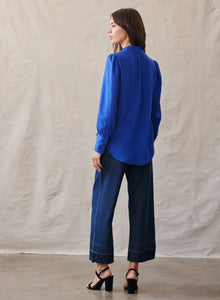 Long Sleeve Tie Top - Cosmic Cobalt