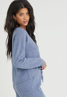 Cashmere Crew Neck Sweater - Heather Stonewash Blue