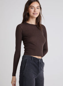 Mazzy Long Sleeve Crew Neck Sweater- Dark Oak