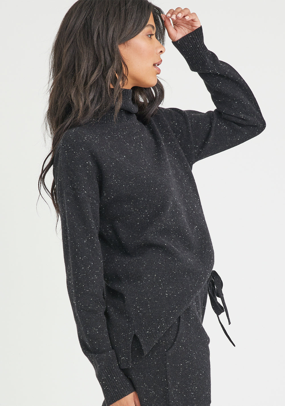 Cashmere Turtleneck Sweater - Black Speckle