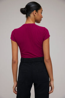 Capsleeve Crew Tee - Dark Fuchsia