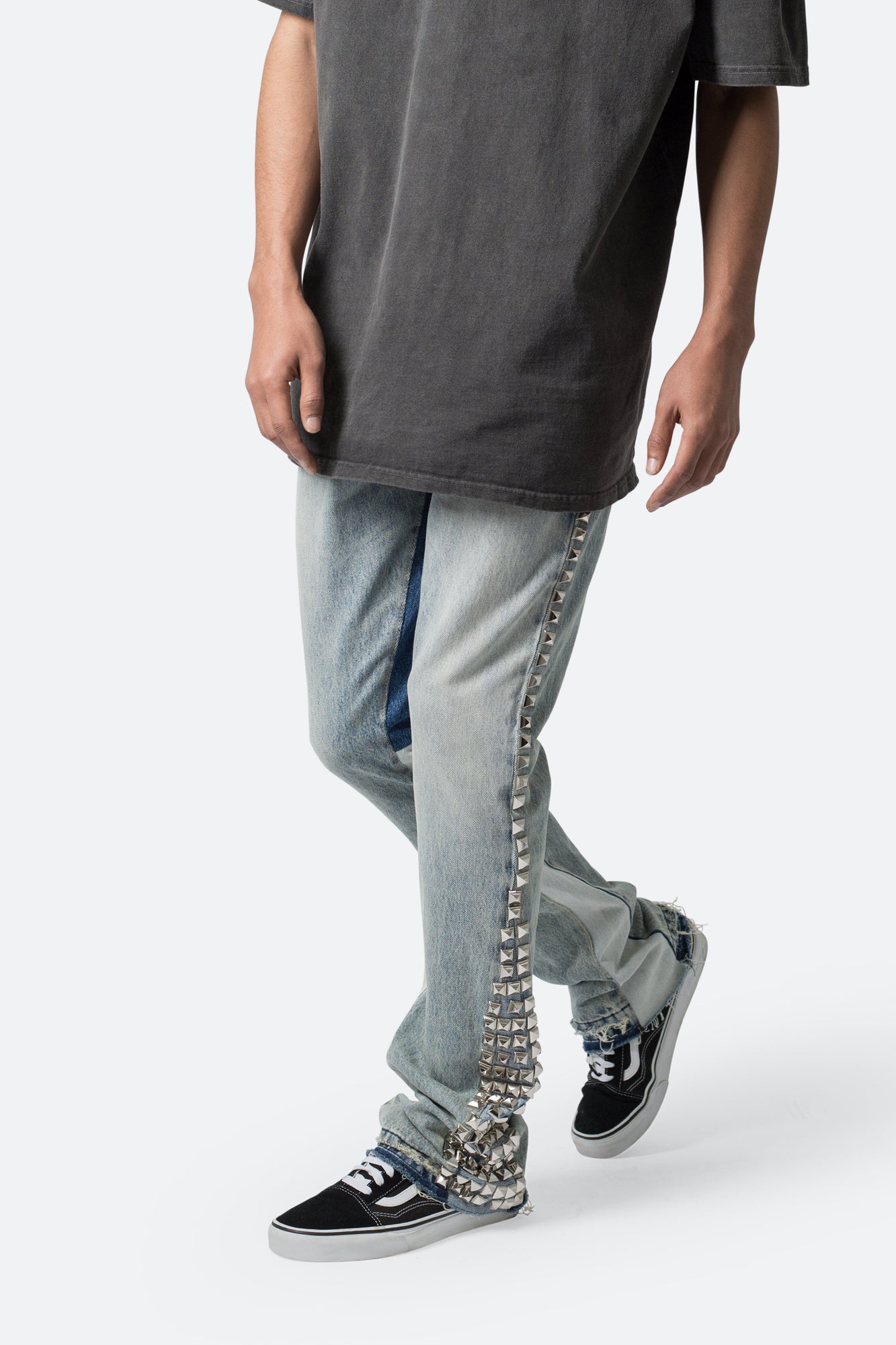 B572 Studded Flare Denim | Blue