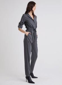 Roll Tab Sleeve Jumpsuit -  Smoke Stack