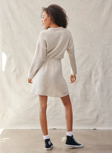 Crew Neck Mini Sweater Dress - Heather Oat