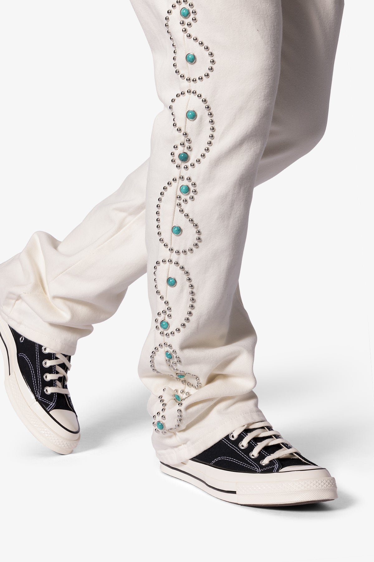 B660 Paisley Stud Flare Pants | Ivory