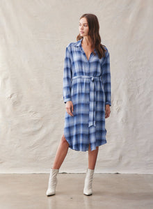 Hi-Lo Maxi Dress - Indigo Heather Plaid