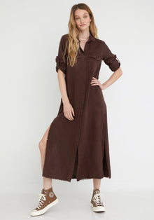 Maxi Shirt Dress - Coffee Bean