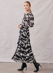 Frida Maxi Shirt Dress - Blurred Ikat Print