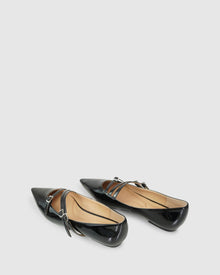 Women | Begin Again Buckled Flat | Black Patent