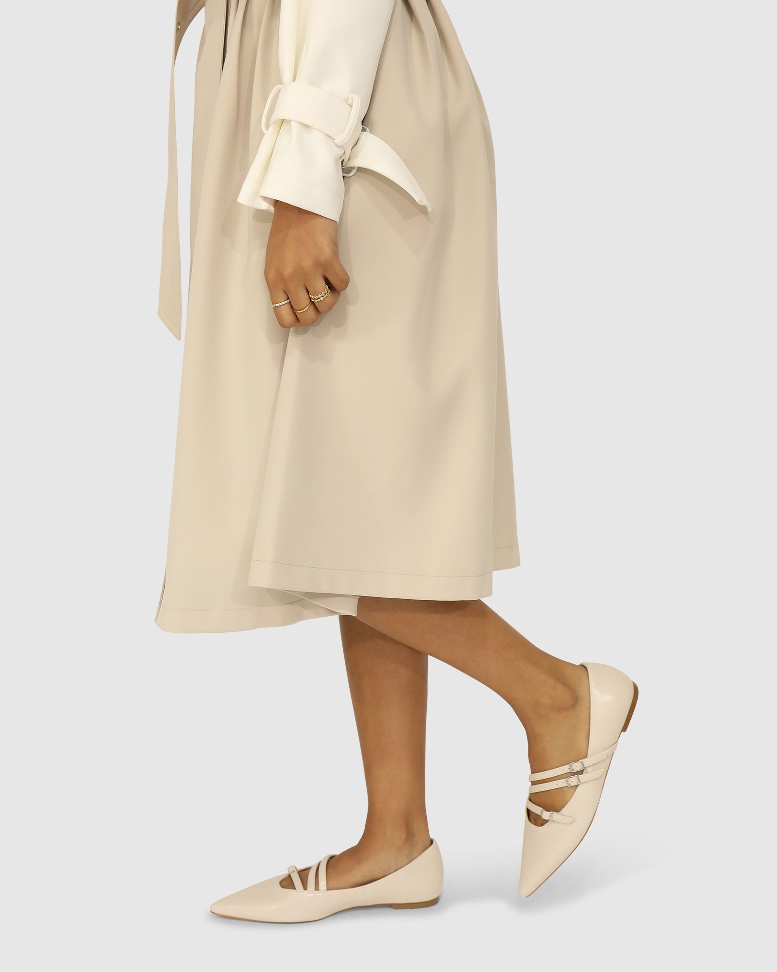 Women | Begin Again Buckled Flat | Beige