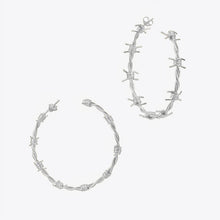 Barbed Wire Hoop Earrings | Sterling Silver