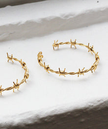 Barbed Wire Hoop Earrings | 18K Yellow Gold-Plated