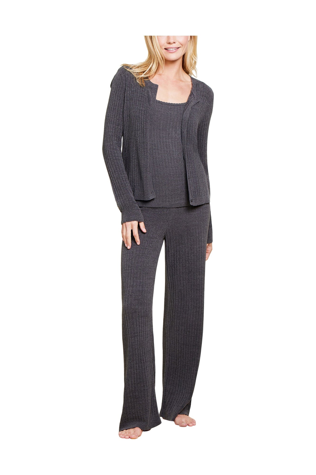 Womens | Cozychic Ultra Lite Ribbed Button Cardigan | Carbon