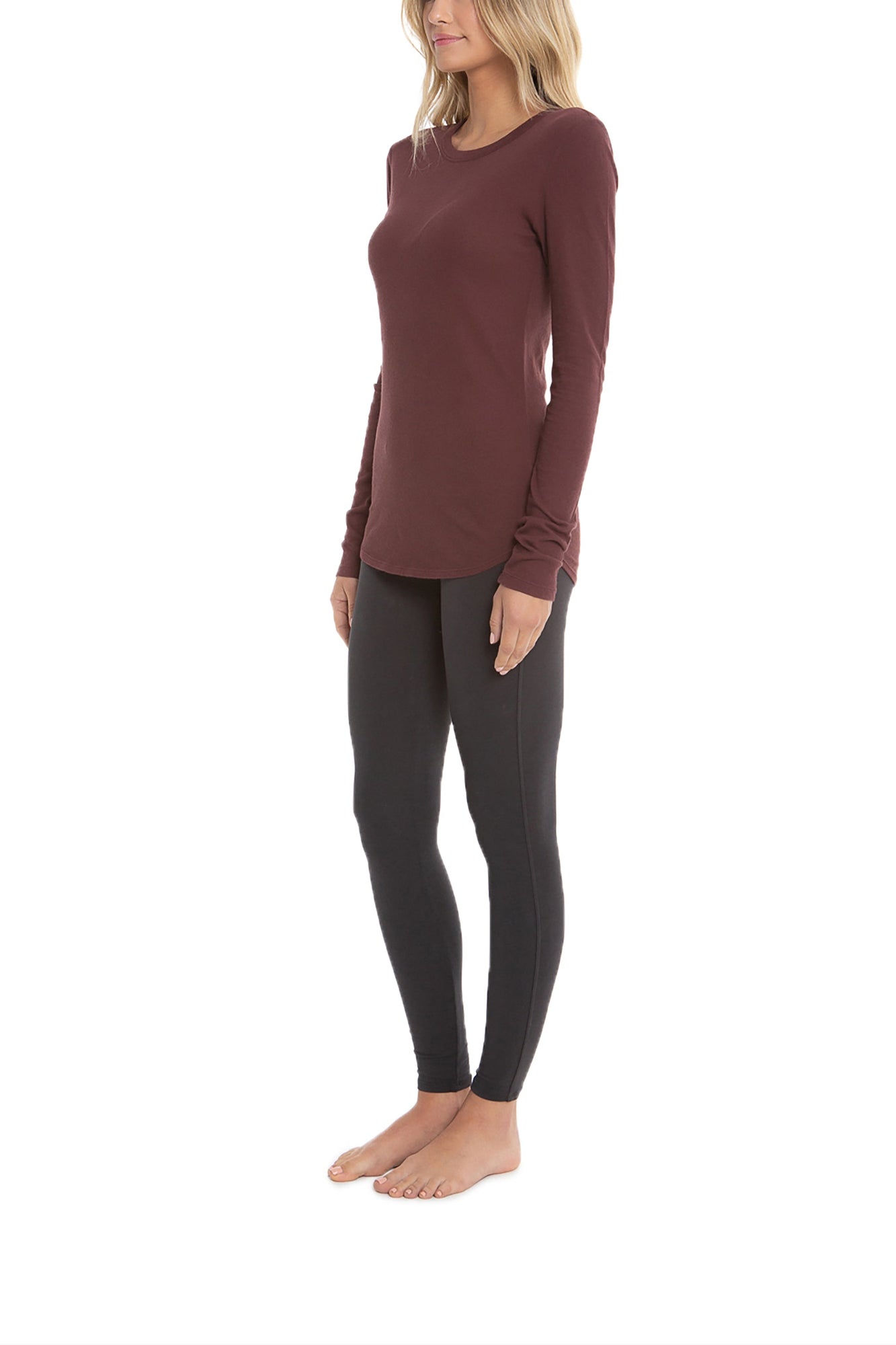 Womens | Malibu Collection Loose Jersey Long Sleeve Tee | Rosewood