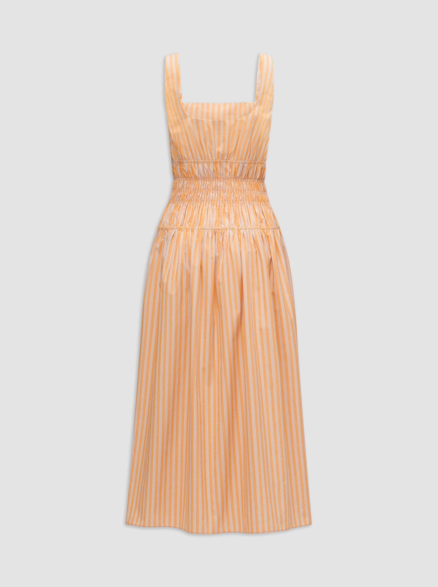 Belinda Gathered Waist Dress | Orange/White