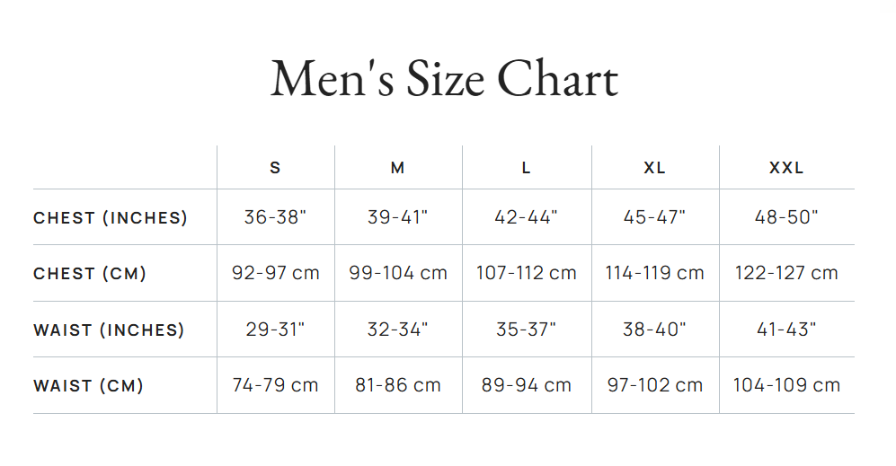 Product size guide
