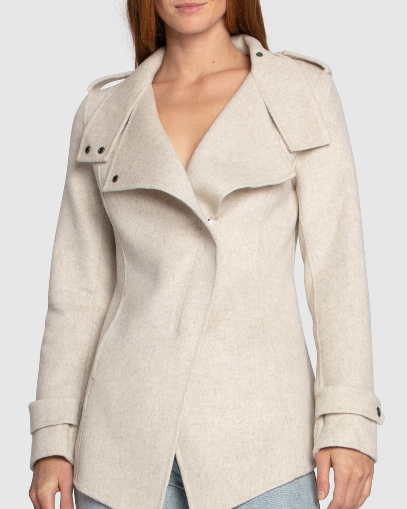 Women | Bad Girl Wool Blend Moto Coat | Oat Marle