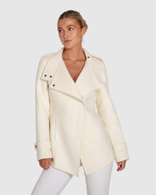 Women | Bad Girl Wool Blend Moto Coat | Cream