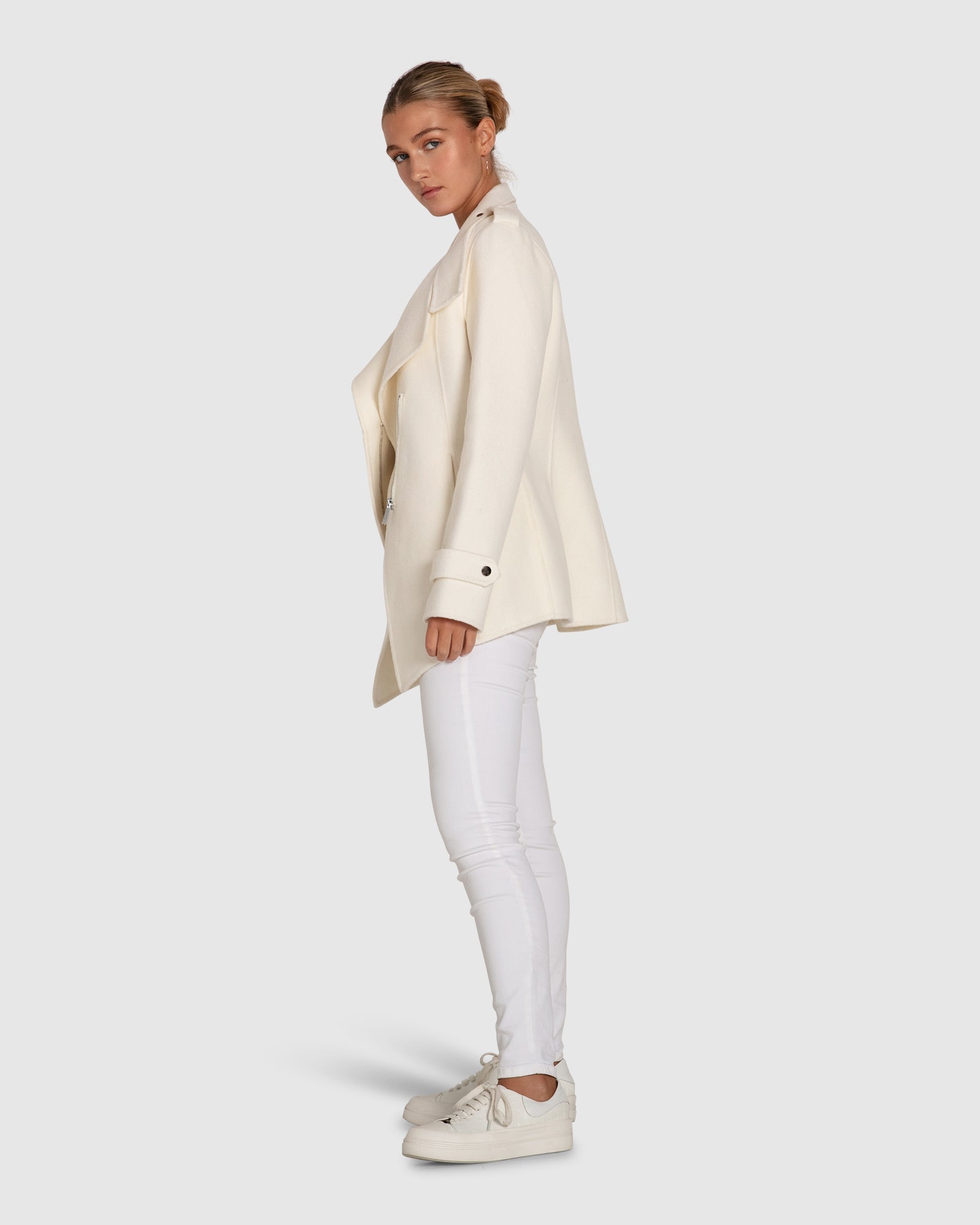 Women | Bad Girl Wool Blend Moto Coat | Cream