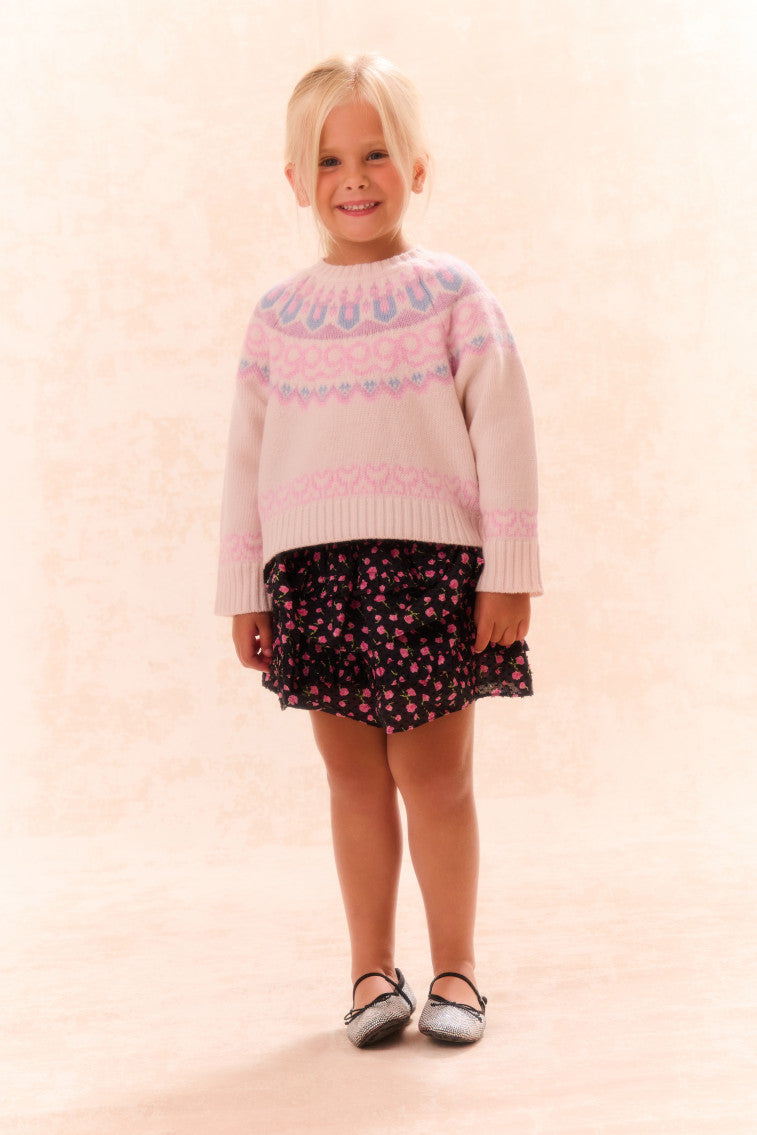 Girls Billie Cotton Floral Skirt | Pink Noir