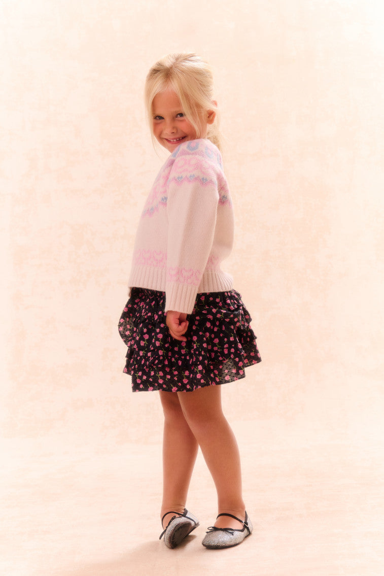 Girls Billie Cotton Floral Skirt | Pink Noir