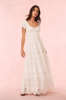 Bisolet Eyelet Lace Maxi Dress | Optic White