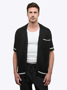 Mens | Portofino Crochet Classic-Fit Button Up | Black