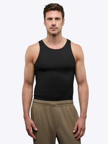 Mens | Portofino Form-Fitting Rib Tank | Black