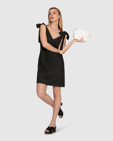 Women | Burning Love Tie Shoulder Mini Dress | Black