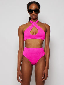 Women | Bond-Eye | Carmen Crop Eco Bikini Top | Bright Pink