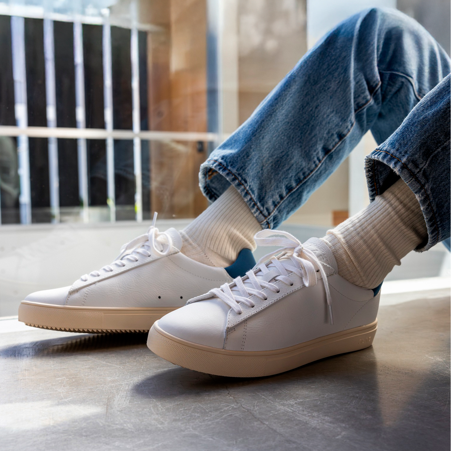Womens | Bradley | White Leather Stellar Blue