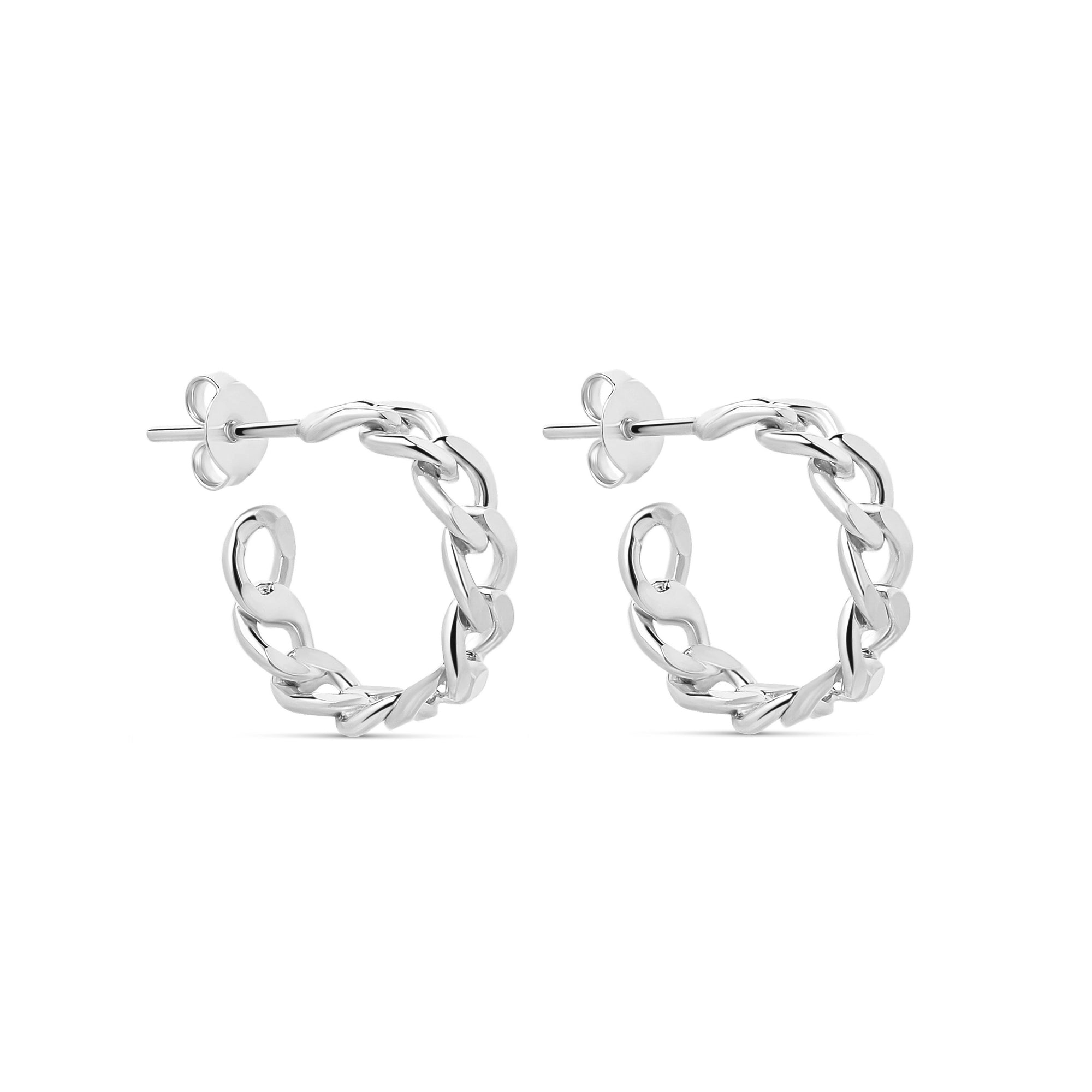 The Silver Cuban Link Mini Hoops | Silver Vermeil