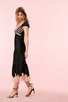 Brinkley Satin Midi Dress | Black