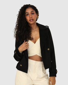 Women | Better Off Wool Blend Military Peacoat | Black