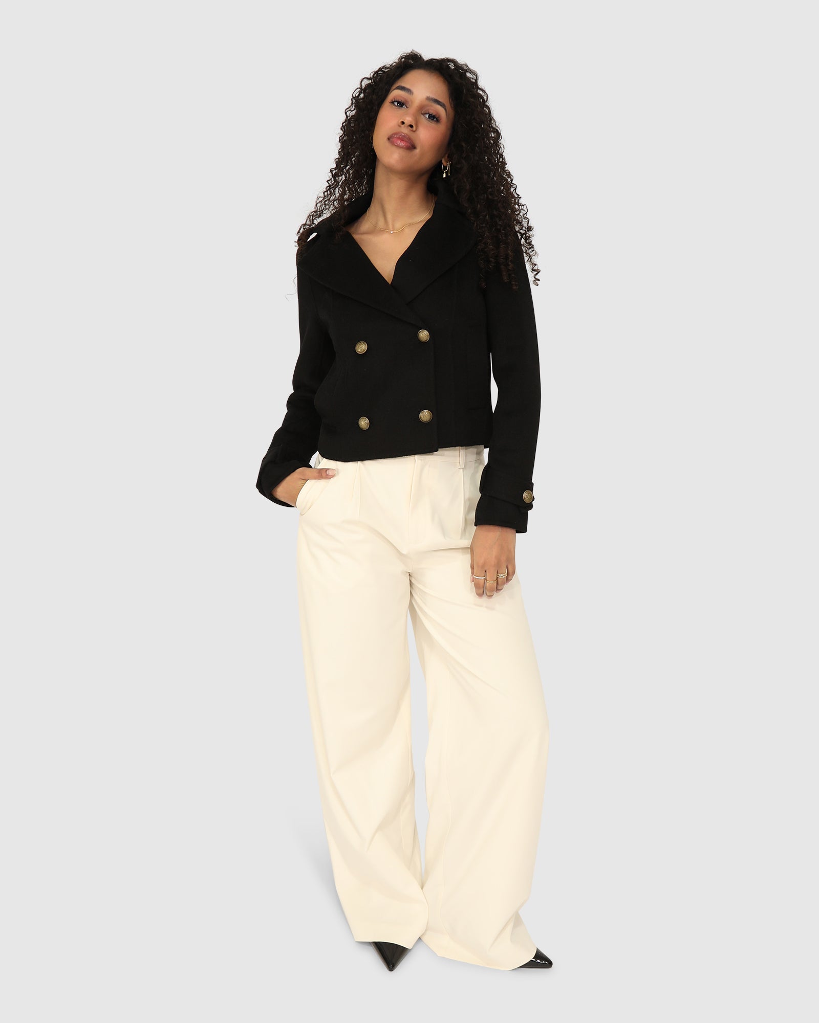 Women | Better Off Wool Blend Military Peacoat | Black