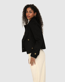 Women | Better Off Wool Blend Military Peacoat | Black