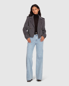 Women | Better Off Wool Blend Military Peacoat | Black/White