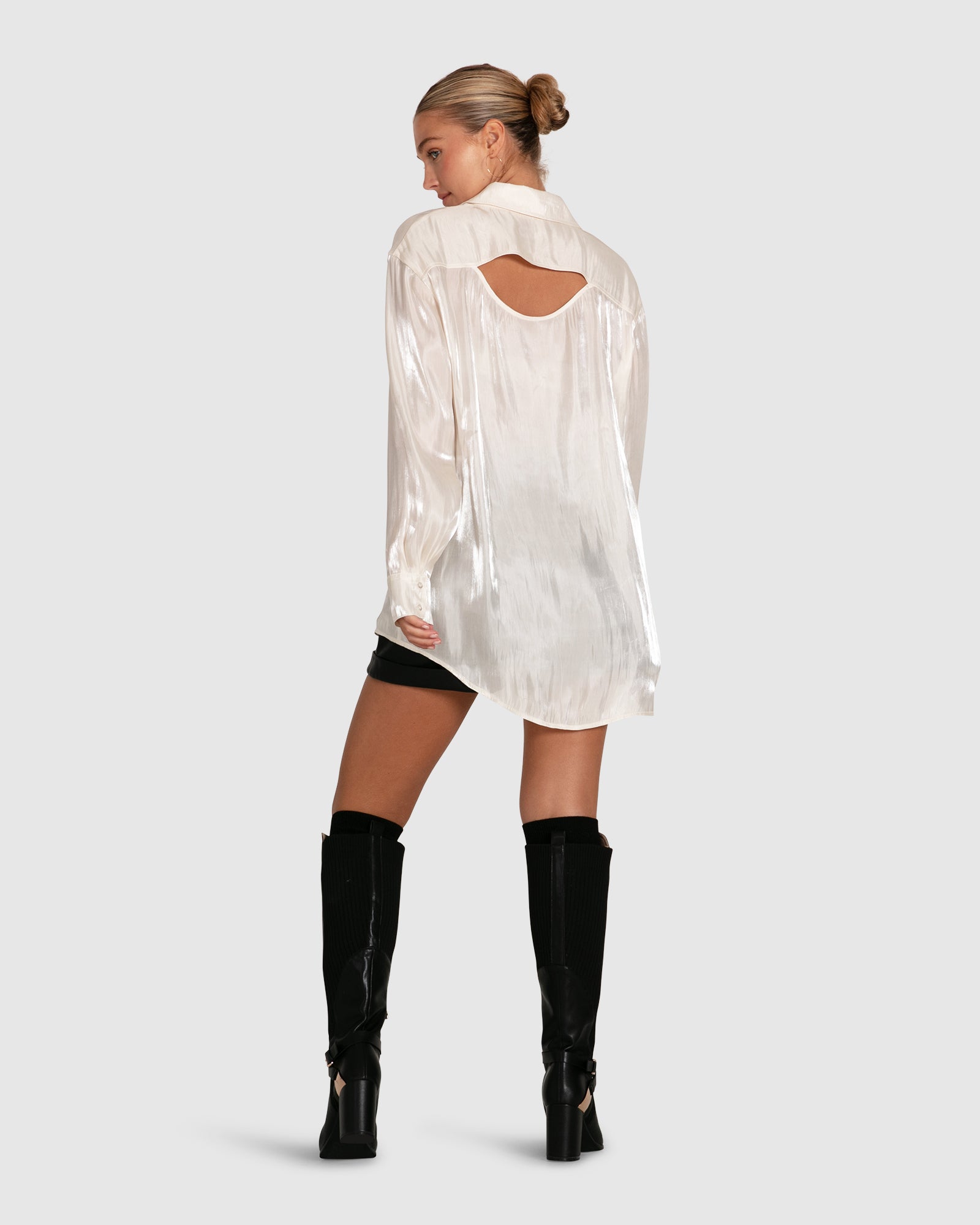 Women | Back To You Iridescent Shirt | White