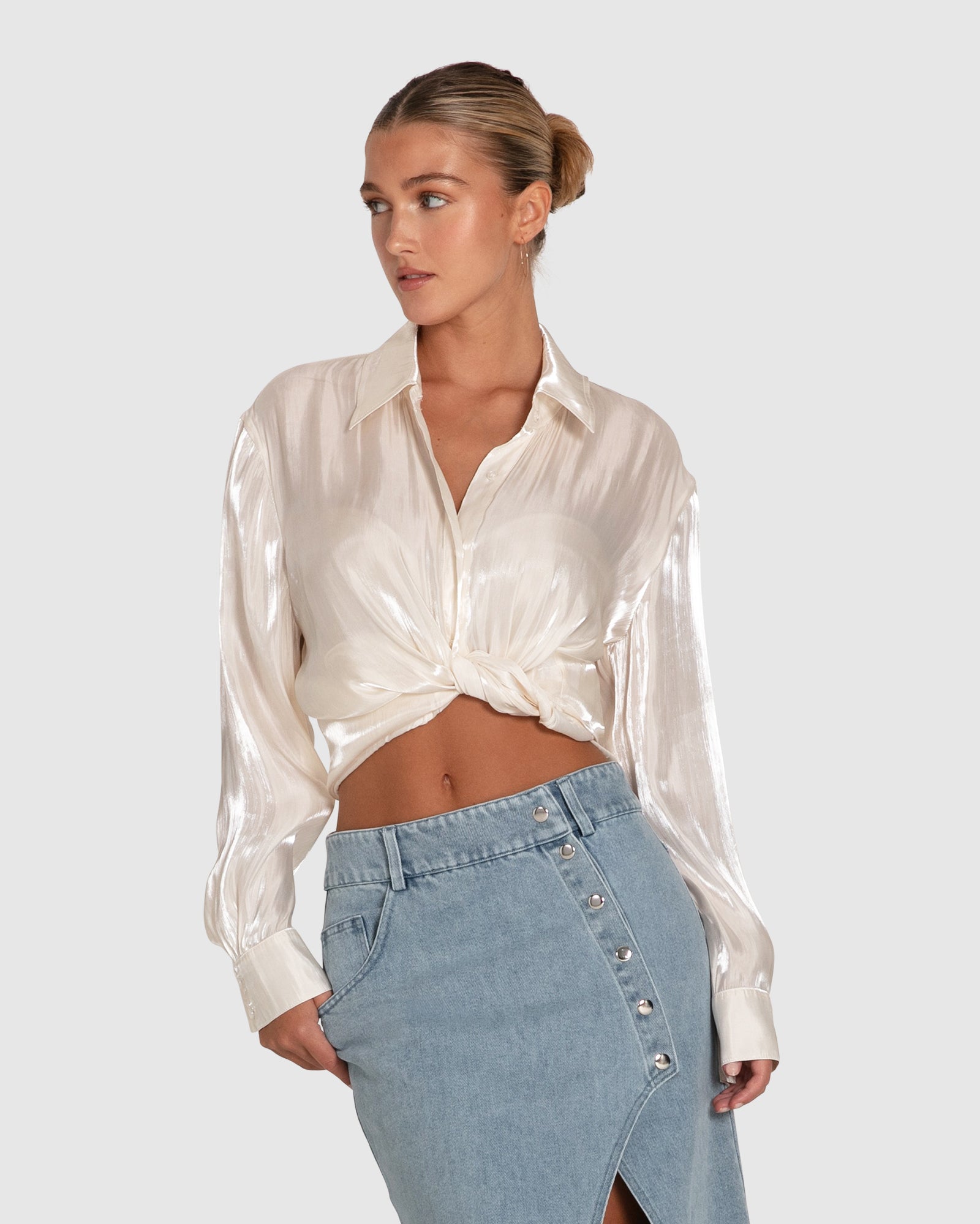 Women | Back To You Iridescent Shirt | White