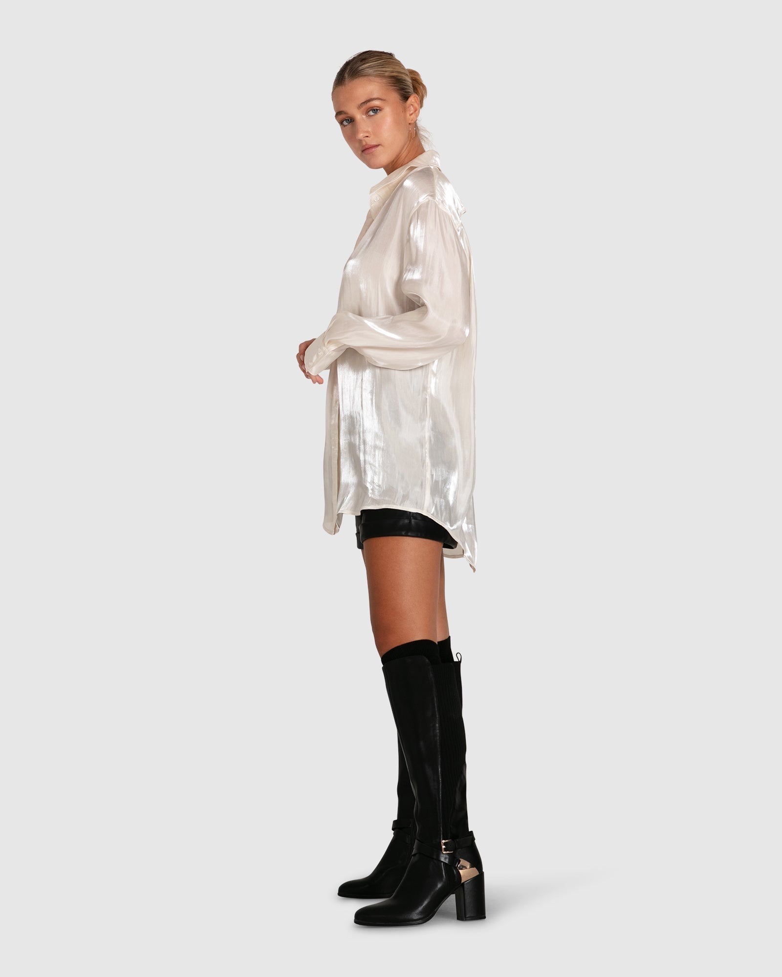 Women | Back To You Iridescent Shirt | White