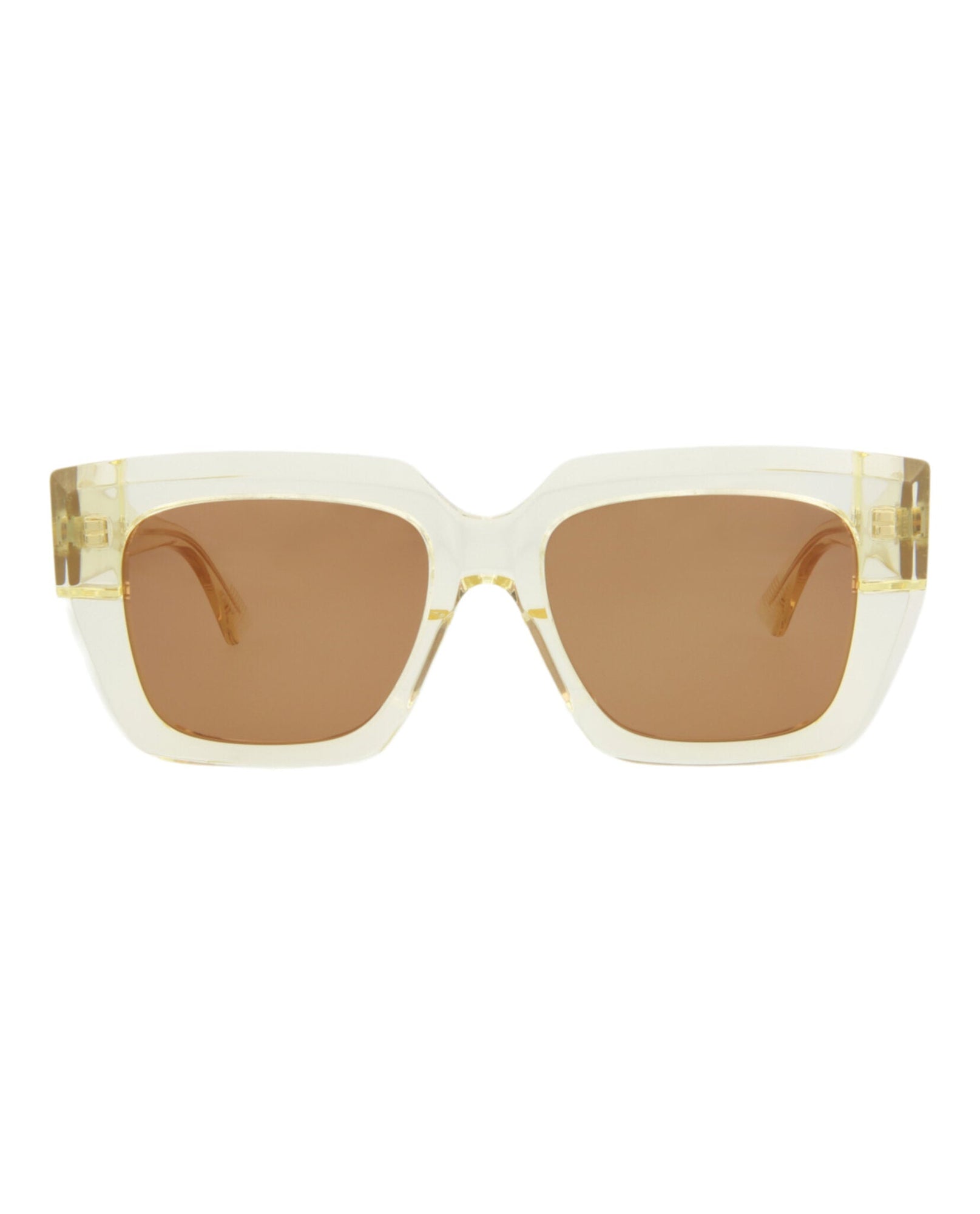 Bottega Veneta Square/Rectangle Acetate Sunglasses | Beige