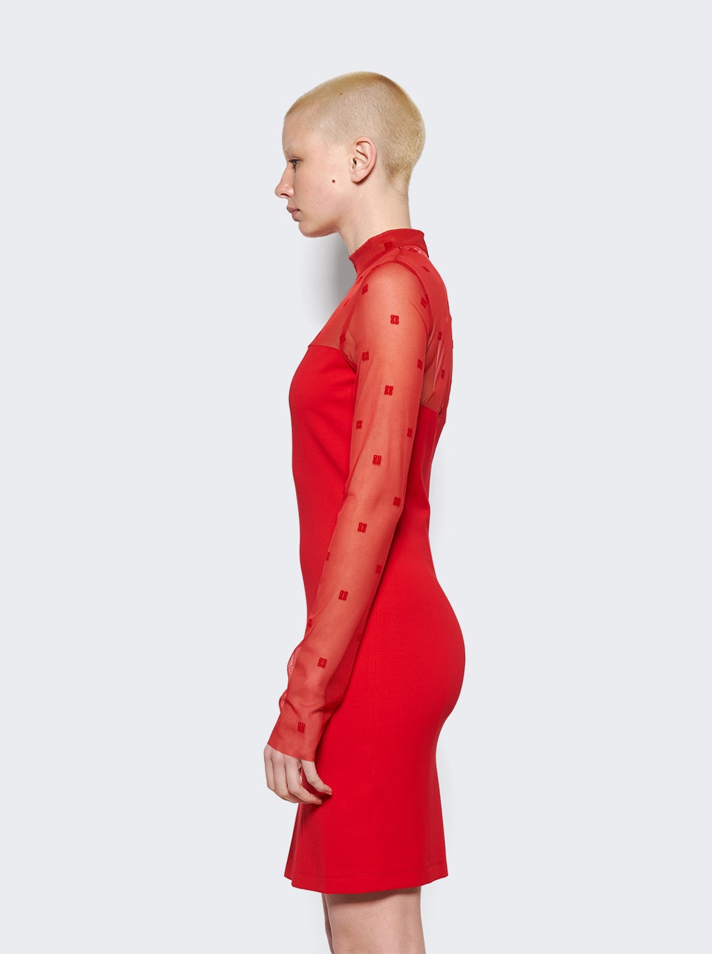 Women | Givenchy | Mock Neck Midi Tubino Dress Vermilion Red