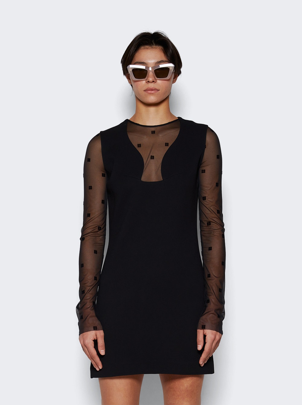 Women | Givenchy | 4g Sheer Panel Mini Dress | Black