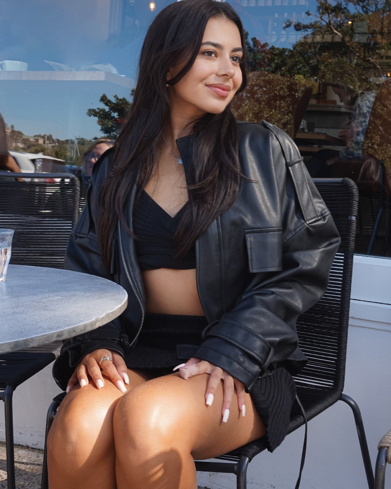 Women | Reload Draped Leather Look Jacket | Black